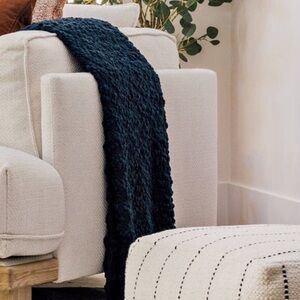Urban Barn Navy Textured Throw Blanket